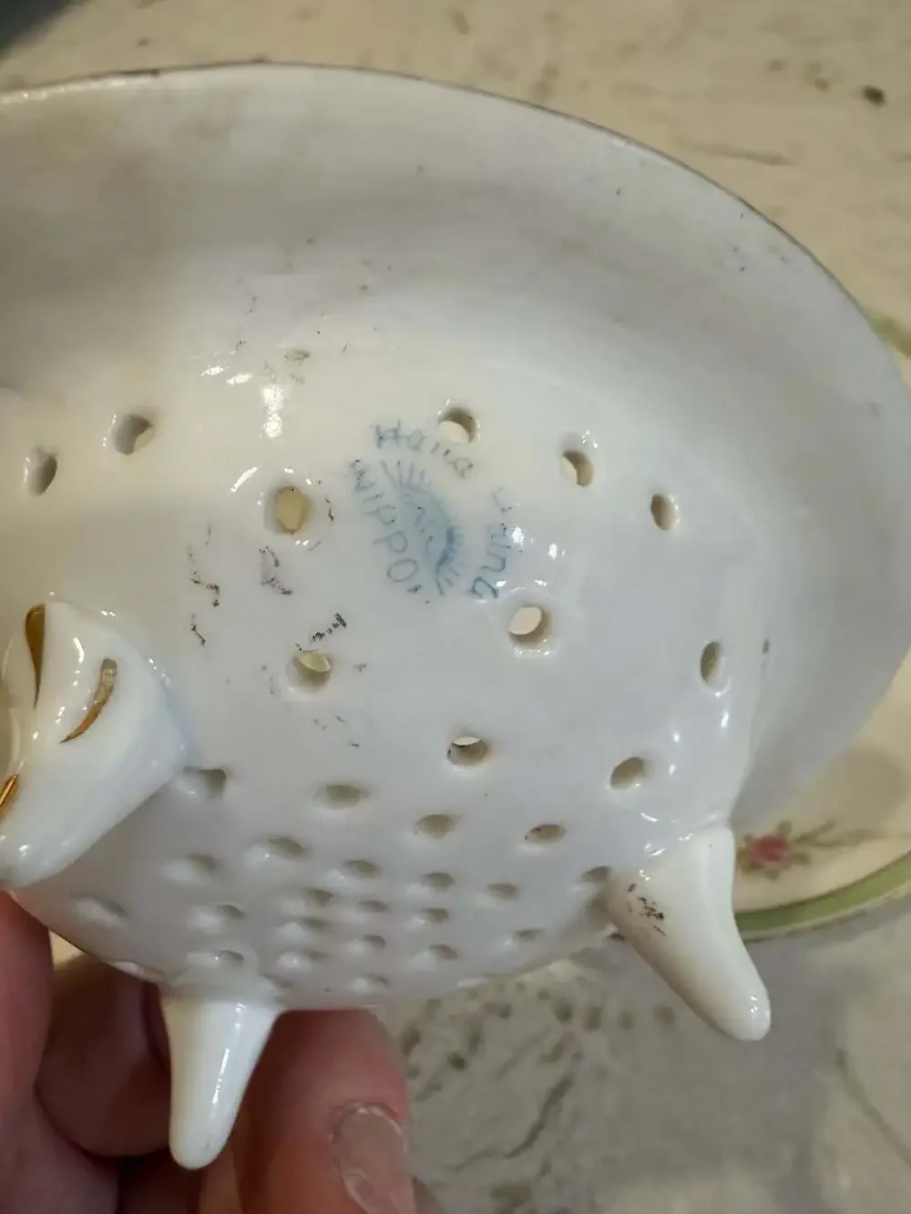Antique Nippon hand painted tea strainer